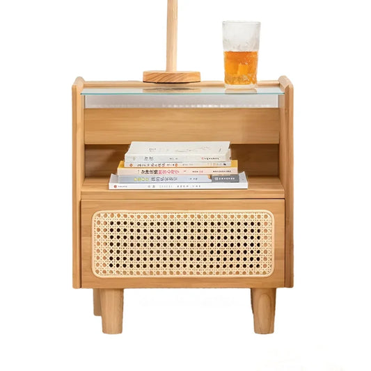 Modern Minimalist Bedside Table w/ Storage - Bamboo-House of Sleep