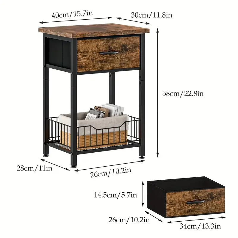 Versatile Bedside Table Organizer - Brown-House of Sleep
