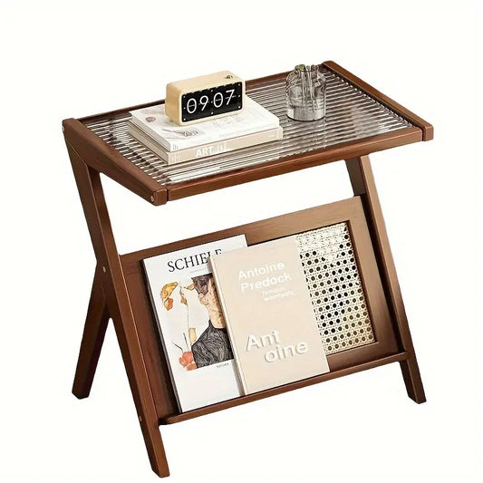 Mini Bedside Table - Sleek Tempered Glass Top-0