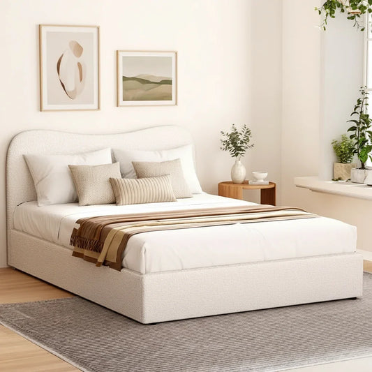 Artiss Bed Frame Queen Size Boucle DARA - Beige