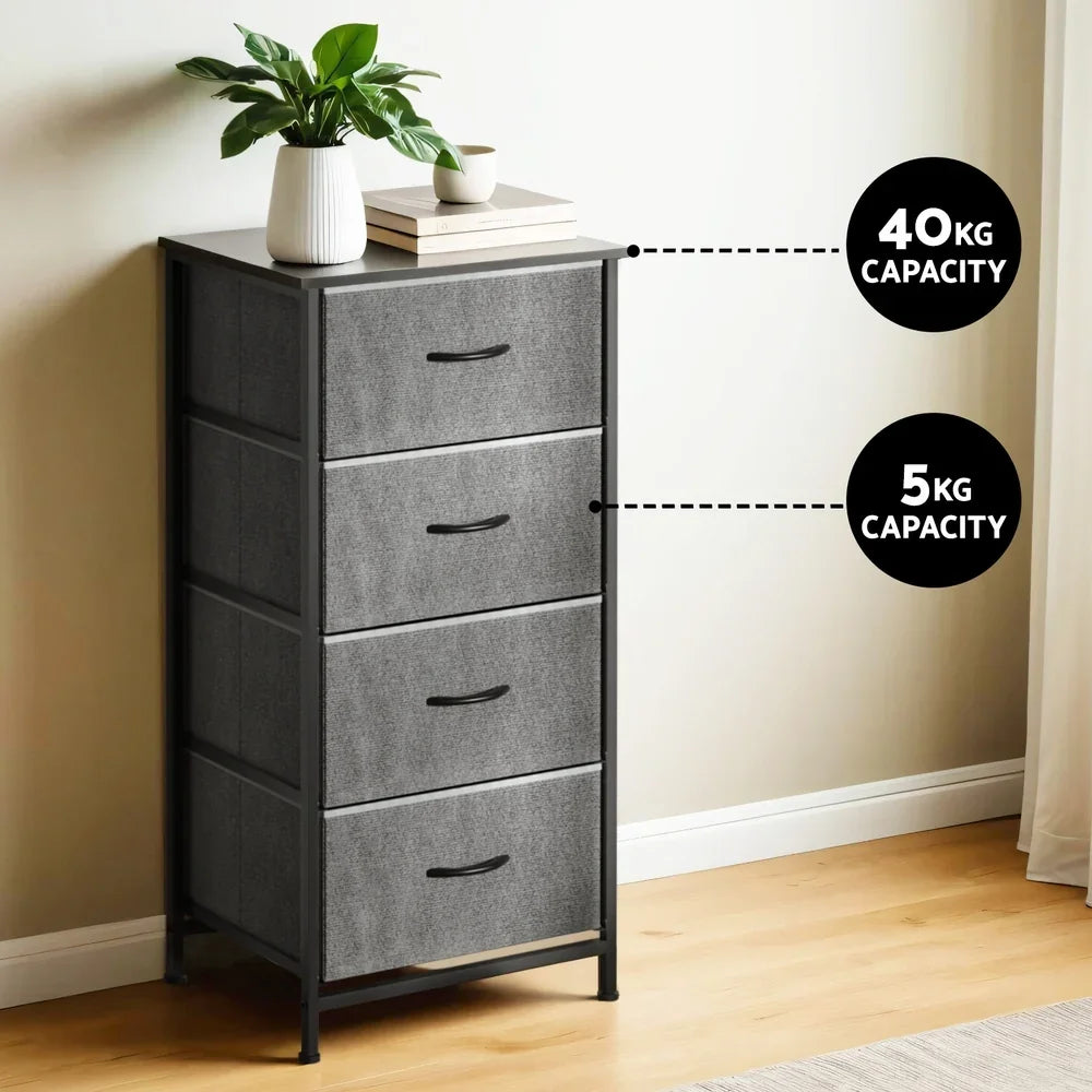 Artiss Chest of 4 Drawers Storage Dresser Tallboy Grey-House of Sleep