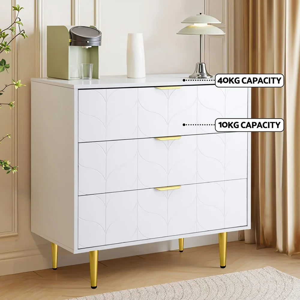 Artiss 3 Chest of Drawers Lowboy Cabinet White-House of Sleep