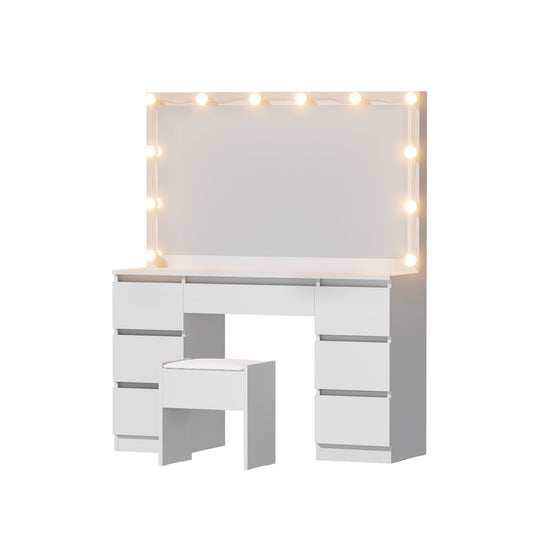 Artiss Dressing Table Vanity Desk Set Stool 12 Led Bulbs White-House of Sleep
