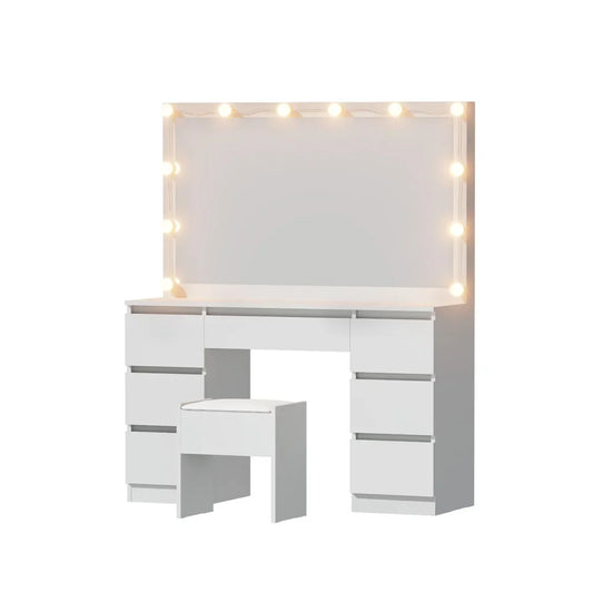 Artiss Dressing Table Vanity Desk Set Stool 12 Led Bulbs White-House of Sleep
