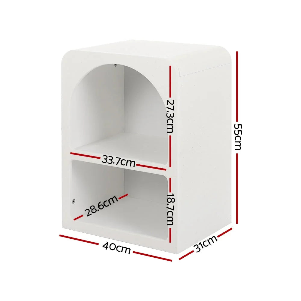 NNEDSZ Artiss Bedside Table Shelves Side End Table Storage Nightstand White ARCHED