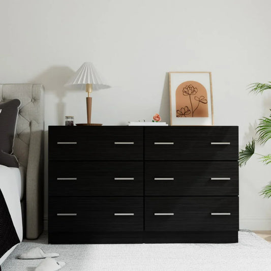 Artiss 6 Chest of Drawers - VEDA Black-House of Sleep