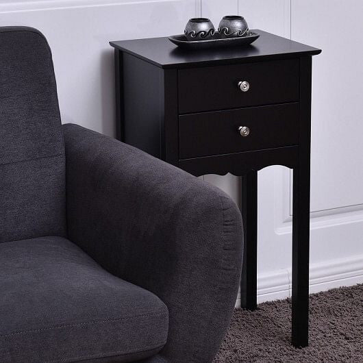 Side Table End Accent Table with 2 Drawers-Black-5