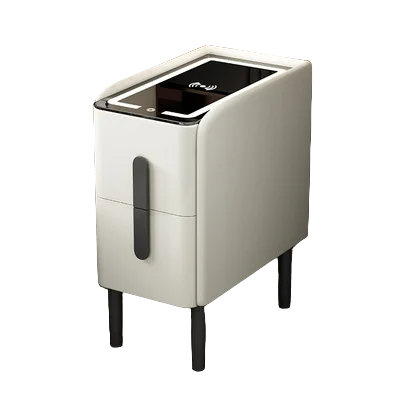 Smart White Bedside Table: Space-Saving & Stylish Storage Solution-0
