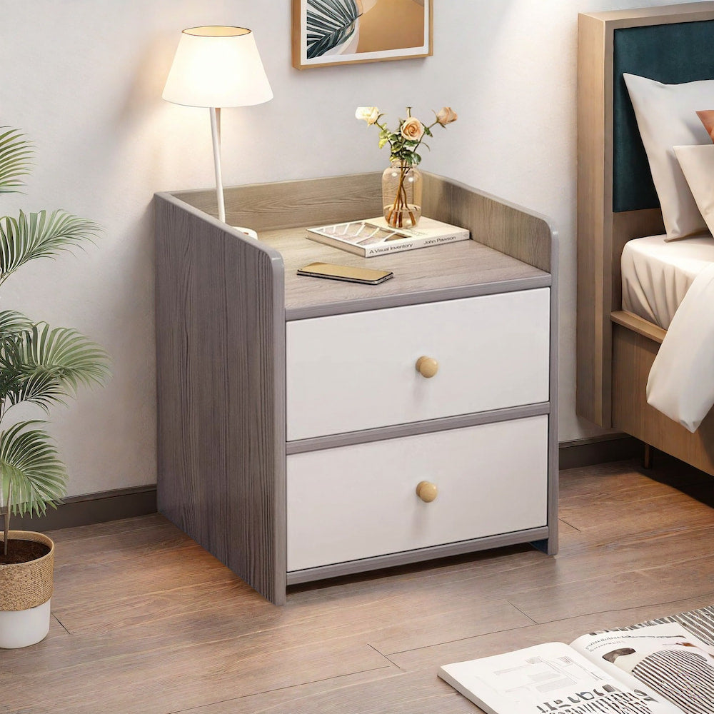 2x Modern bedside table with drawers, minimalist design, bedroom furniture