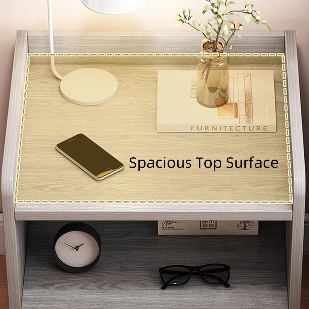 2x Bedside table set with drawers, minimalist design, white finish, modern style