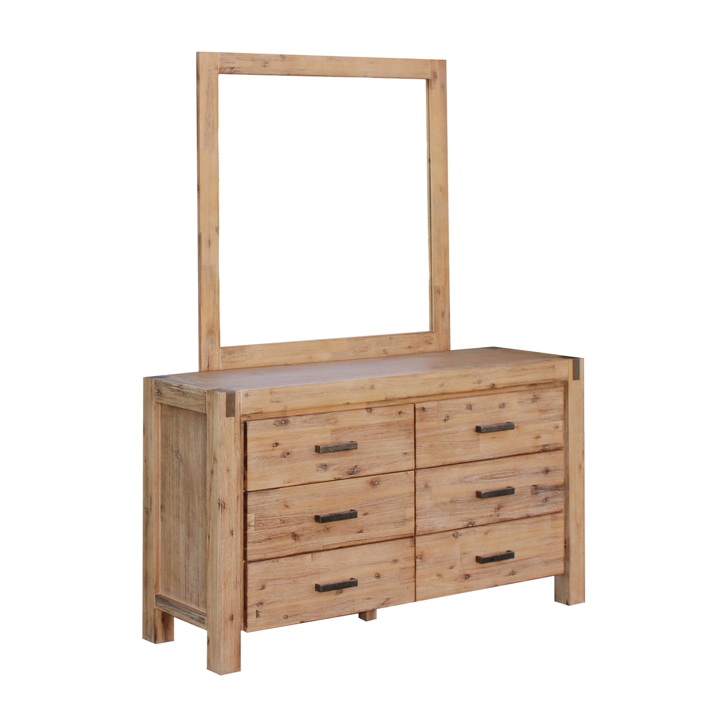 4 Pieces Bedroom Suite in Solid Wood Veneered Acacia Construction Timber Slat King Size Chocolate Colour Bed, Bedside Table & Dresser