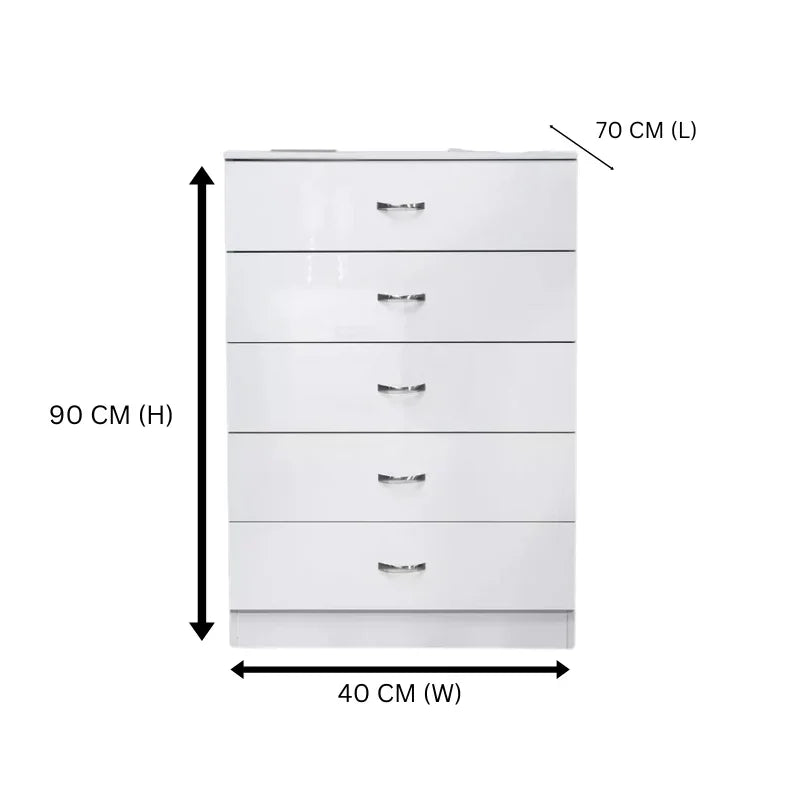 NNECN 5 Layer White Drawer Chest Storage with Bedside Table-House of Sleep