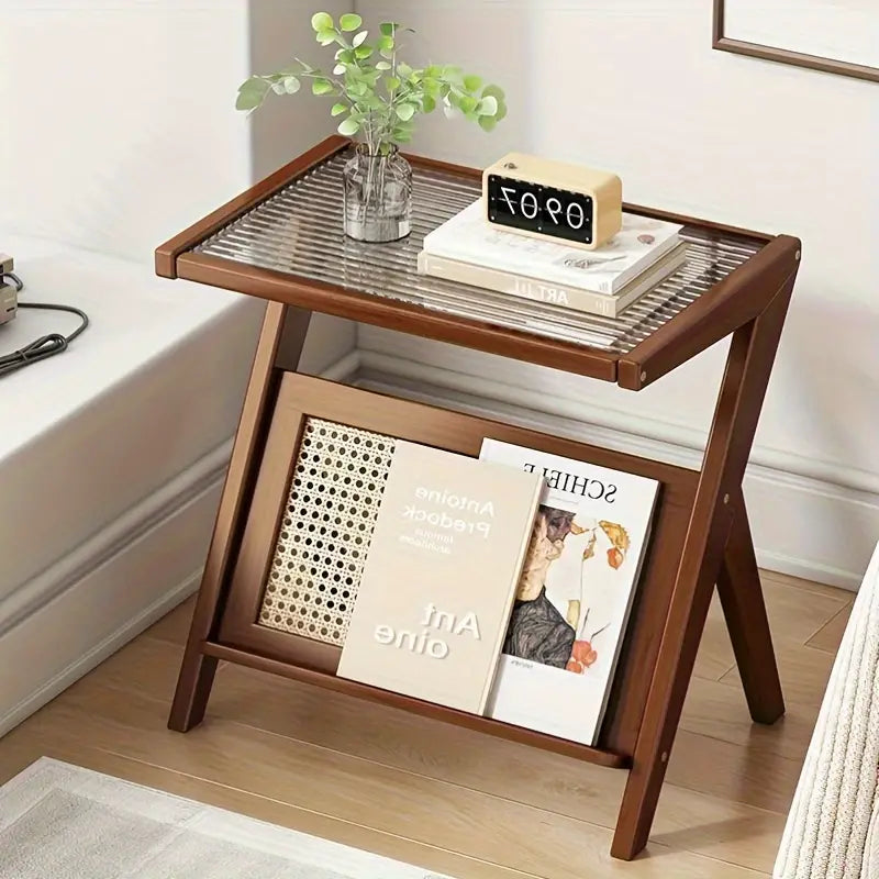 Mini Bedside Table - Sleek Tempered Glass Top-1