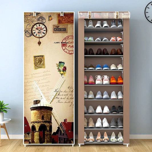 Multilayer Shoe Cabinet Simple Dustproof Home Space-saving indoor Assembly Nonwoven Fabric With Zipper Closed Storage Shoe Rack-House of Sleep