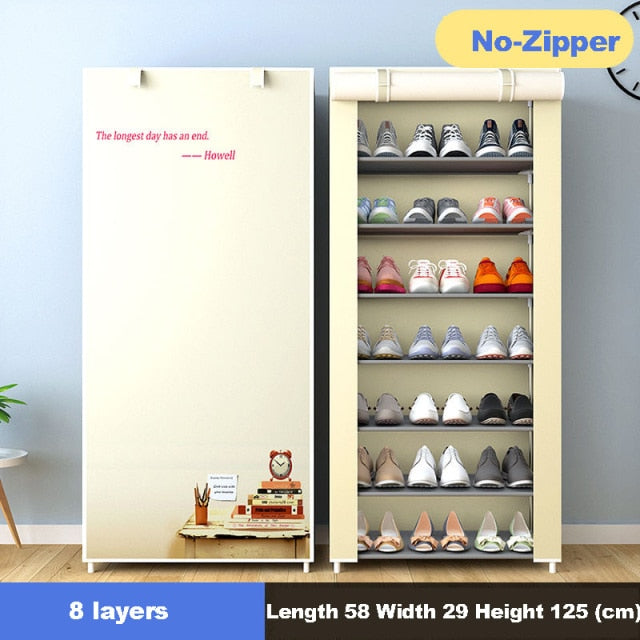 Multilayer Shoe Cabinet Simple Dustproof Home Space-saving indoor Assembly Nonwoven Fabric With Zipper Closed Storage Shoe Rack-1