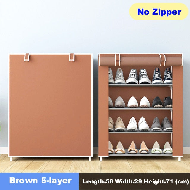 Multilayer Shoe Cabinet Simple Dustproof Home Space-saving indoor Assembly Nonwoven Fabric With Zipper Closed Storage Shoe Rack-4