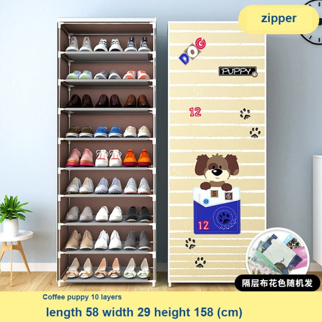 Multilayer Shoe Cabinet Simple Dustproof Home Space-saving indoor Assembly Nonwoven Fabric With Zipper Closed Storage Shoe Rack-2