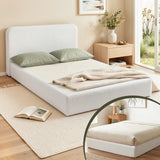 Artiss Compression Bed Frame Double Size No Assembly Vacuum High Density Sponge Boucle Cream White