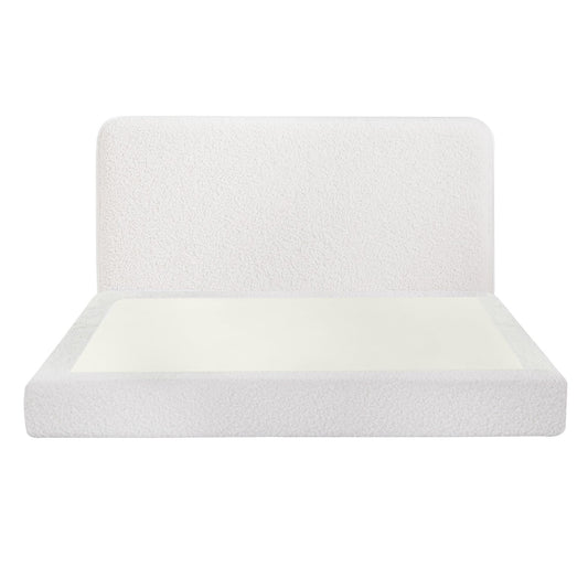 Artiss Queen Bed Frame Boucle Fabric Vacuum Compressed Beds Washable Cover No-Assembly