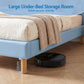 Artiss Kids King Single Bed Frame Upholstered Bear Headboard Waterproof Leather Boys Bed 180kg Capacity Blue and White
