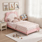 Artiss King Single Pink Kids Bed Frame for Girls Bedroom Cute Animal Upholstered