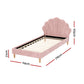 Artiss Bed Frame King Single Size Scallop-Shape Bedhead Beds Base Pink Velvet Fabric