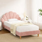 Artiss Bed Frame King Single Size Scallop-Shape Bedhead Beds Base Pink Velvet Fabric