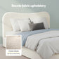 Artiss Double Bed Frame with Gaslift Storage Wooden Platform Mattress Base Boucle Upholstered White