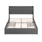 Artiss Double Bed Frame with 4 Storage Drawers and Charging Station Tufted Wingback Headboard 300kg Loads Charcoal Grey