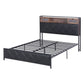 Artiss Queen Bed Frame with LED Lights and Storage Headboard Charging Station