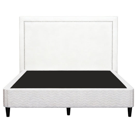 Artiss Queen Bed Frame with Headboard Platform Bed Base Grey Beige Fabric Metal