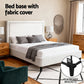 Artiss Queen Bed Frame with Headboard Platform Bed Base Grey Beige Fabric Metal