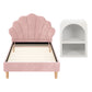 Artiss Bed Frame King Single with Bedside Table Set Scallop Headboard Pink Velvet Fabric Beds Base