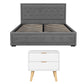Artiss Upholstered Queen Gas Lift Storage Bed Frame with 2-Drawer Bedside Table Set