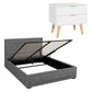 Artiss Upholstered Queen Gas Lift Storage Bed Frame with 2-Drawer Bedside Table Set