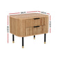 Artiss Bedside Table 2 Drawers Paulownia Wood Pine