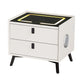 Artiss Smart Bedside Table 2 Drawers with Wireless Charging Ports LED White AIKA
