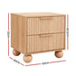 Artiss Rattan Bedside Table 2 Drawers Pine