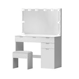 Artiss Dressing Table Set Stool 10 Led Bulbs White-House of Sleep