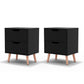 Artiss 2 x Bedside Table 2 Drawers - BODEN Black