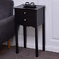 Side Table End Accent Table with 2 Drawers-Black-4