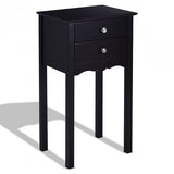 Side Table End Accent Table with 2 Drawers-Black-0