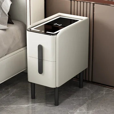 Smart White Bedside Table: Space-Saving & Stylish Storage Solution-2