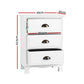 Artiss 2x Bedside Table 3 Drawers Vintage - THYME White
