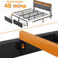King Bed Frame with 2 Storage Drawers and LED Lights Headboard, Upholstered Bed Frame with Charging Station, No Box Spring Needed, Easy Assembly - Grey