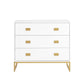 Sarantino Amara Chest of Drawers Tallboy Dresser in White/Gold