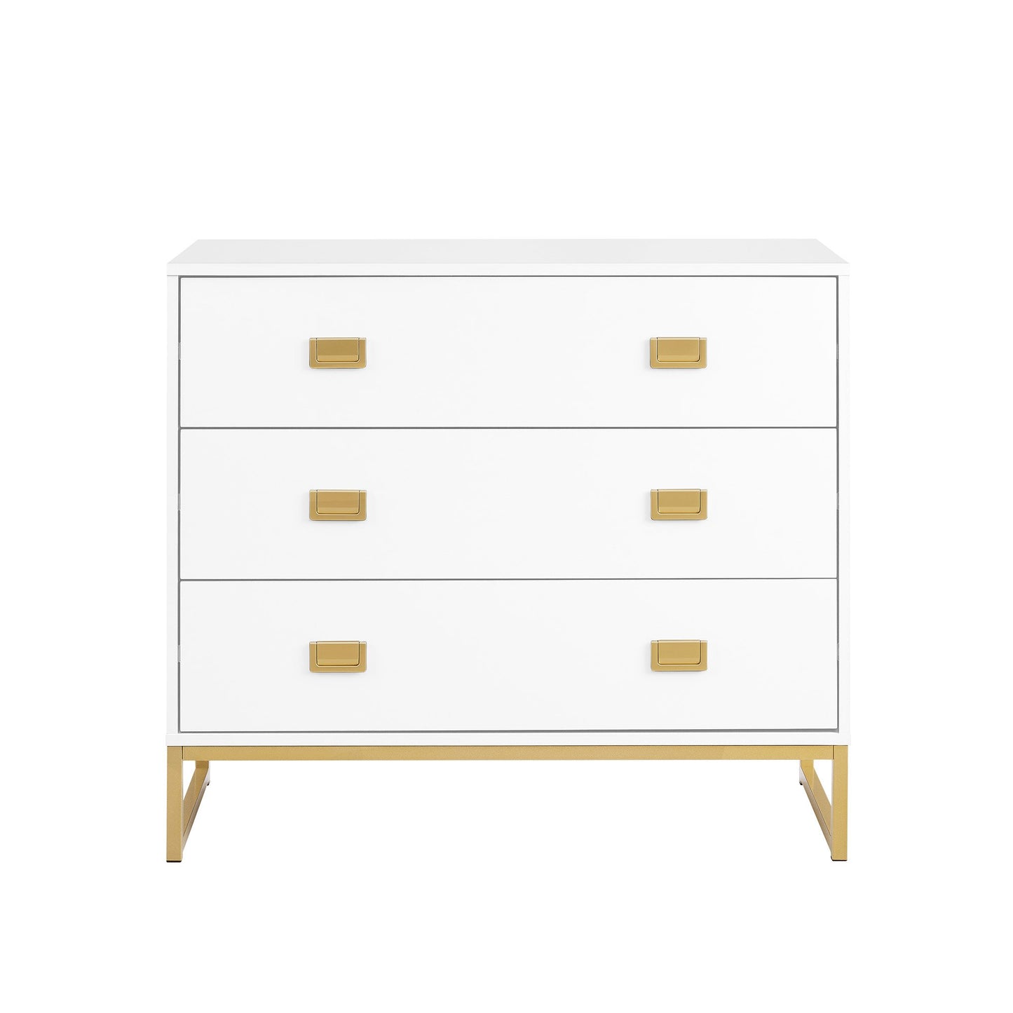 Sarantino Amara Chest of Drawers Tallboy Dresser in White/Gold