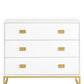 Sarantino Amara Chest of Drawers Tallboy Dresser in White/Gold