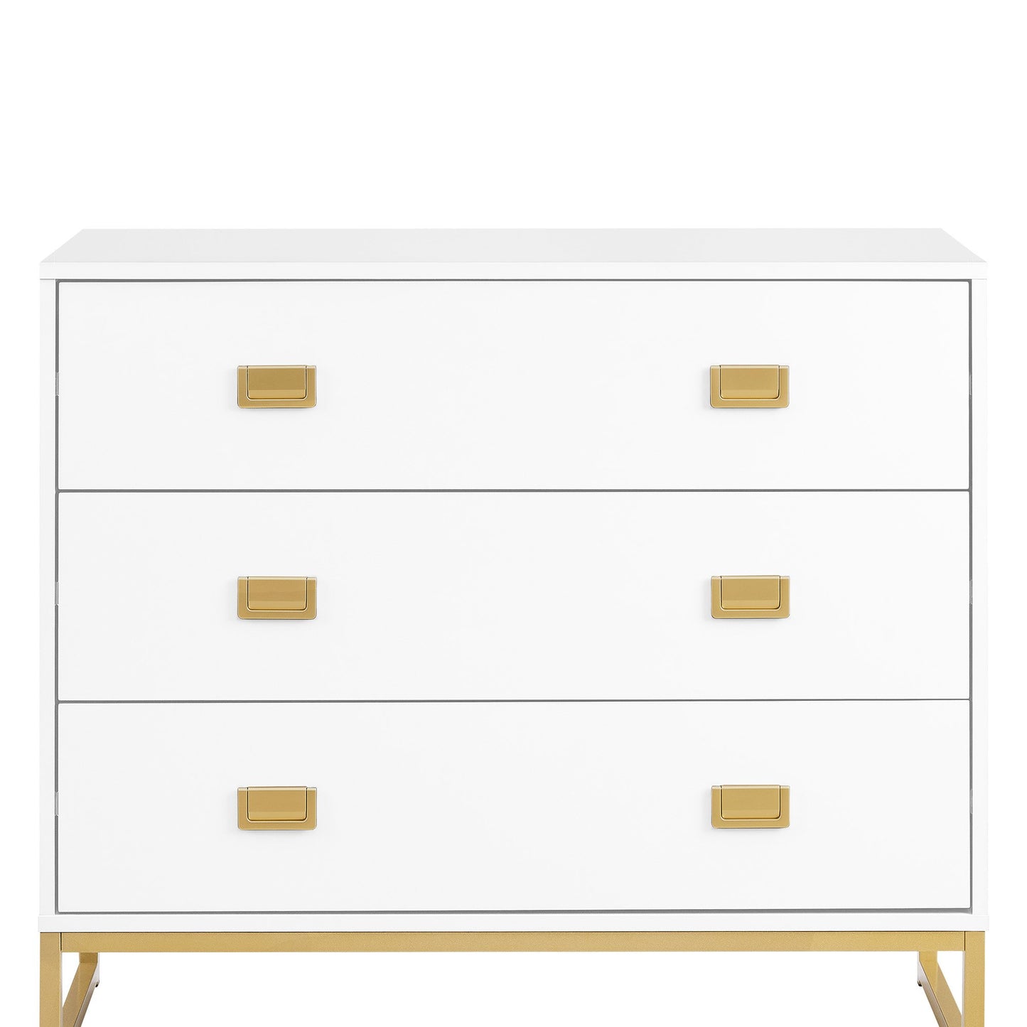 Sarantino Amara Chest of Drawers Tallboy Dresser in White/Gold