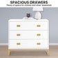 Sarantino Amara Chest of Drawers Tallboy Dresser in White/Gold